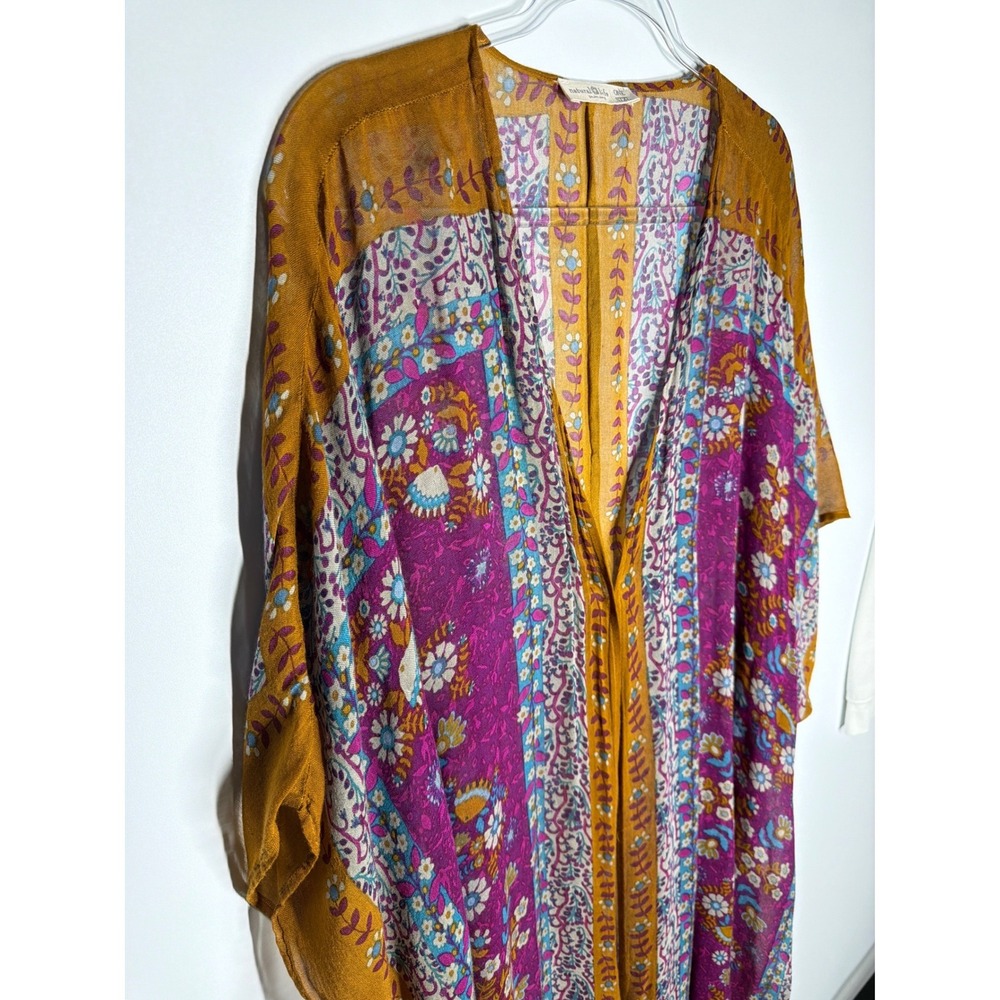 NATURAL LIFE Floral Kimono Cardigan - Purple & Mustard - Picture 4 of 8